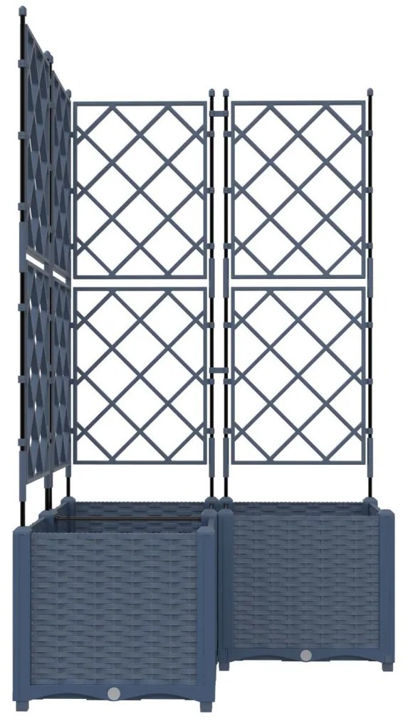 Kertcserép Trellisszel 3 db Szürke 80x80x143 cm