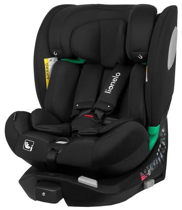 Lionelo - Forgatható gyerekülés alappal BRAAM AIR i-Size 40-150 cm Black Carbon