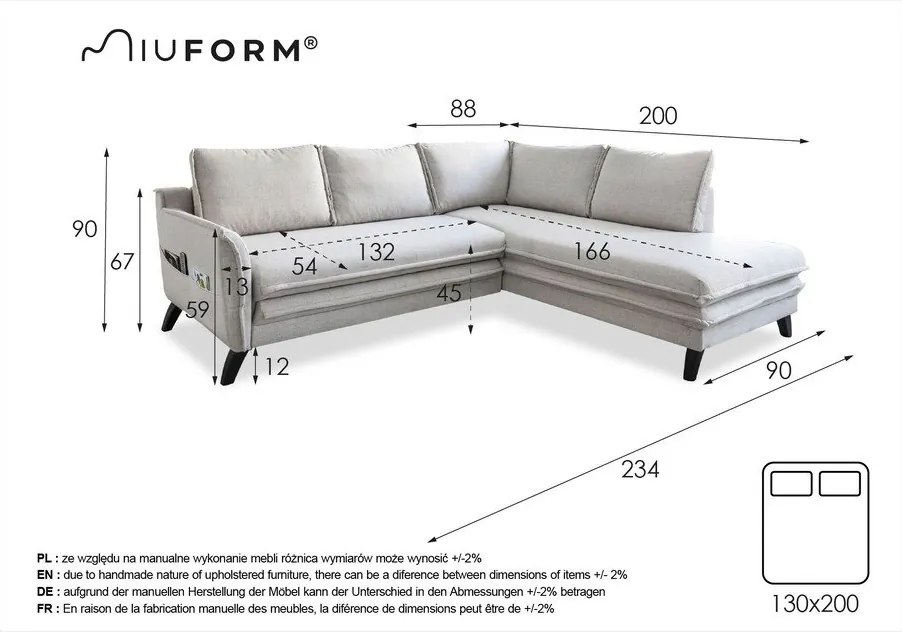 Bézs kinyitható sarokkanapé (jobb oldali) Charming Charlie – Miuform