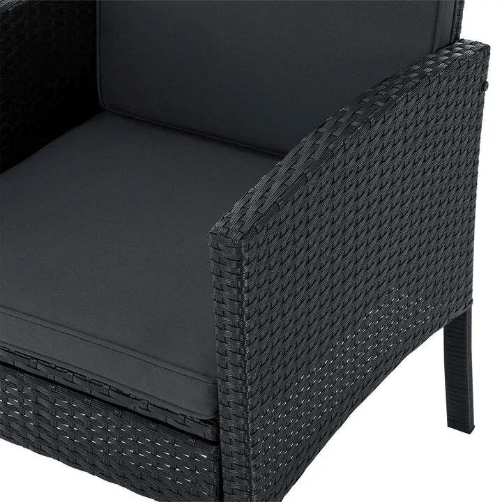 Juskys Turin rattan kerti bútor szett - fekete