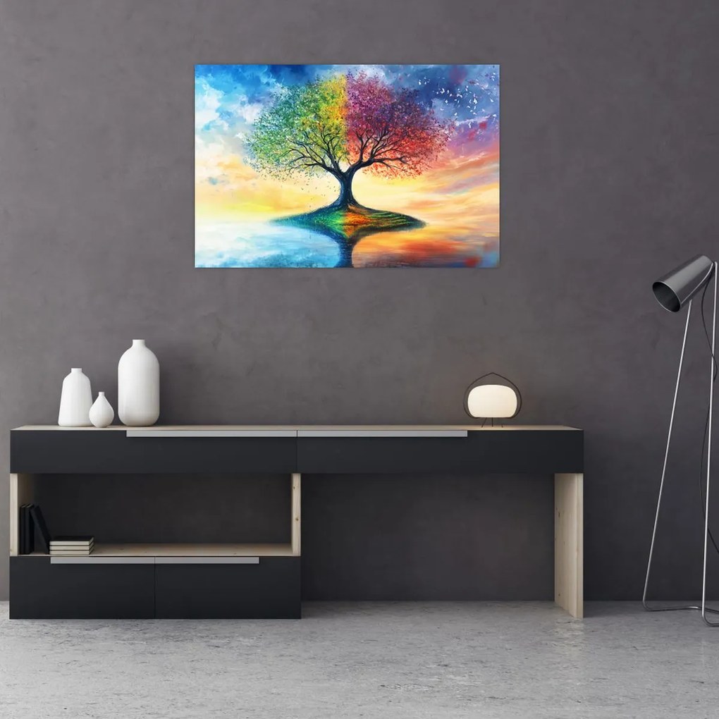 Kép – Évszakok festett fája (90x60 cm)