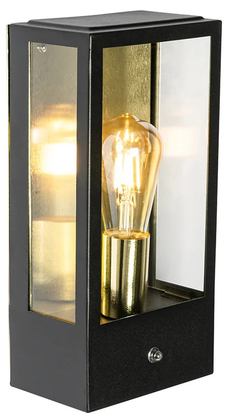 Kültéri fali lámpa fekete arannyal, szürkületi érzékelővel - Rotterdam