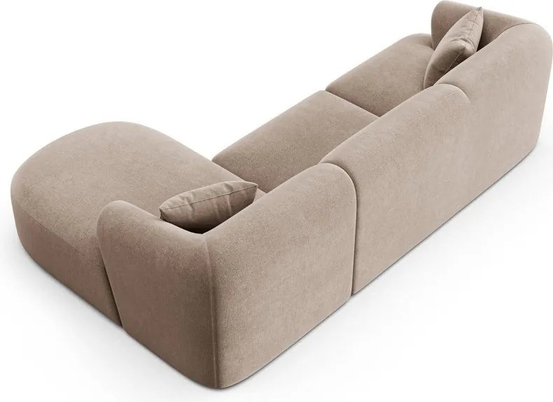 Világosbarna bársony sarokkanapé (jobb oldali-heverő résszel) Campi – Cosmopolitan Design