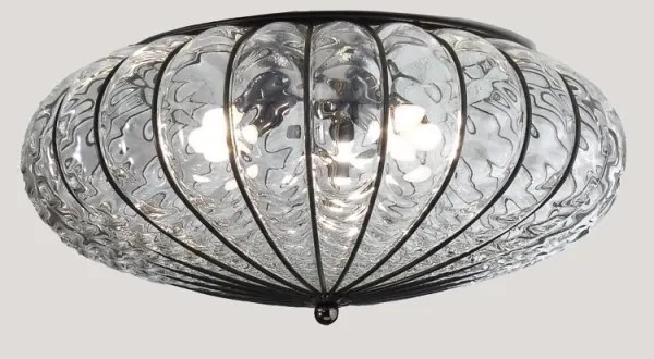 SIRU - Mennyezeti lámpa ACCADEMIA 3xE27/60W/230V átlátszó/fekete Velencei üveg