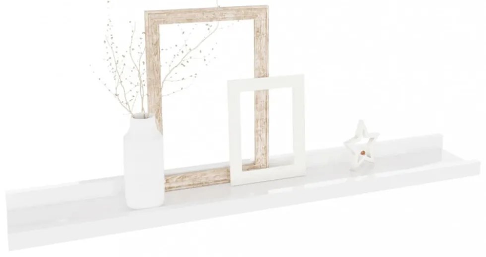 2 db magasfényű fehér fali polc 60 x 9 x 3 cm
