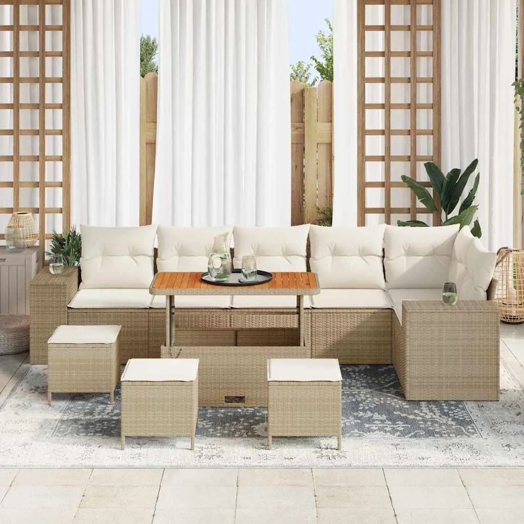 Kerti Kanapé Szett 10 pcs Beige és krém 110 x 55 x 71 cm