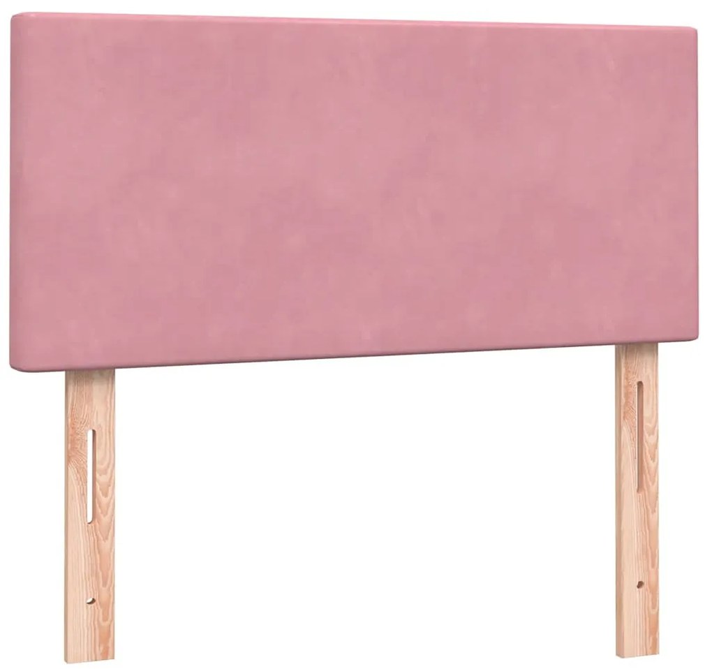 rózsaszín bársony rugós ágy matraccal 80x220 cm