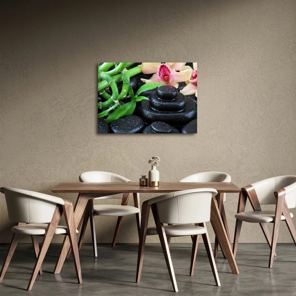 Kép - Kövek és orchideák (70x50 cm)