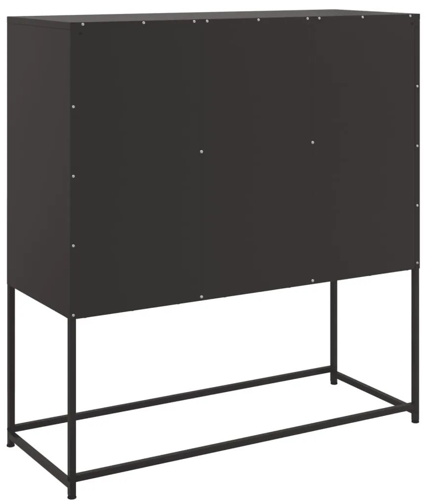 fekete acél tálalószekrény 100,5 x 39 x 107 cm