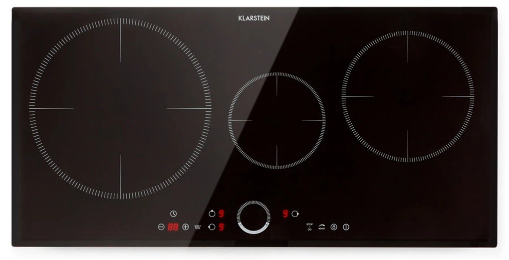 Klarstein Delicatessa 80, beépített főzőlap, 7400 W, 3 zóna, üvegkerámia