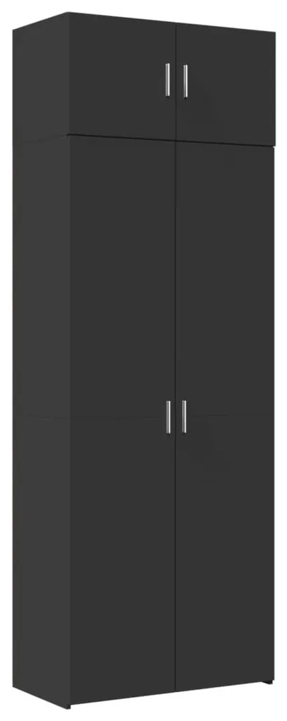 fekete szerelt fa tárolószekrény 80 x 42,5 x 225 cm
