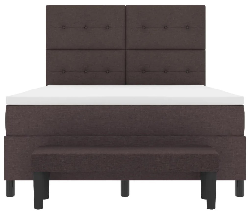 Box Spring Ágy Ágybetéttel és Pad Sötétbarna 160x200 cm Szövet