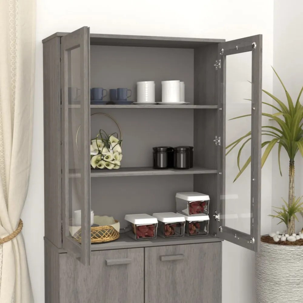 HAMAR világosszürke tömör fenyőfa felső szekrény 85x35x100 cm