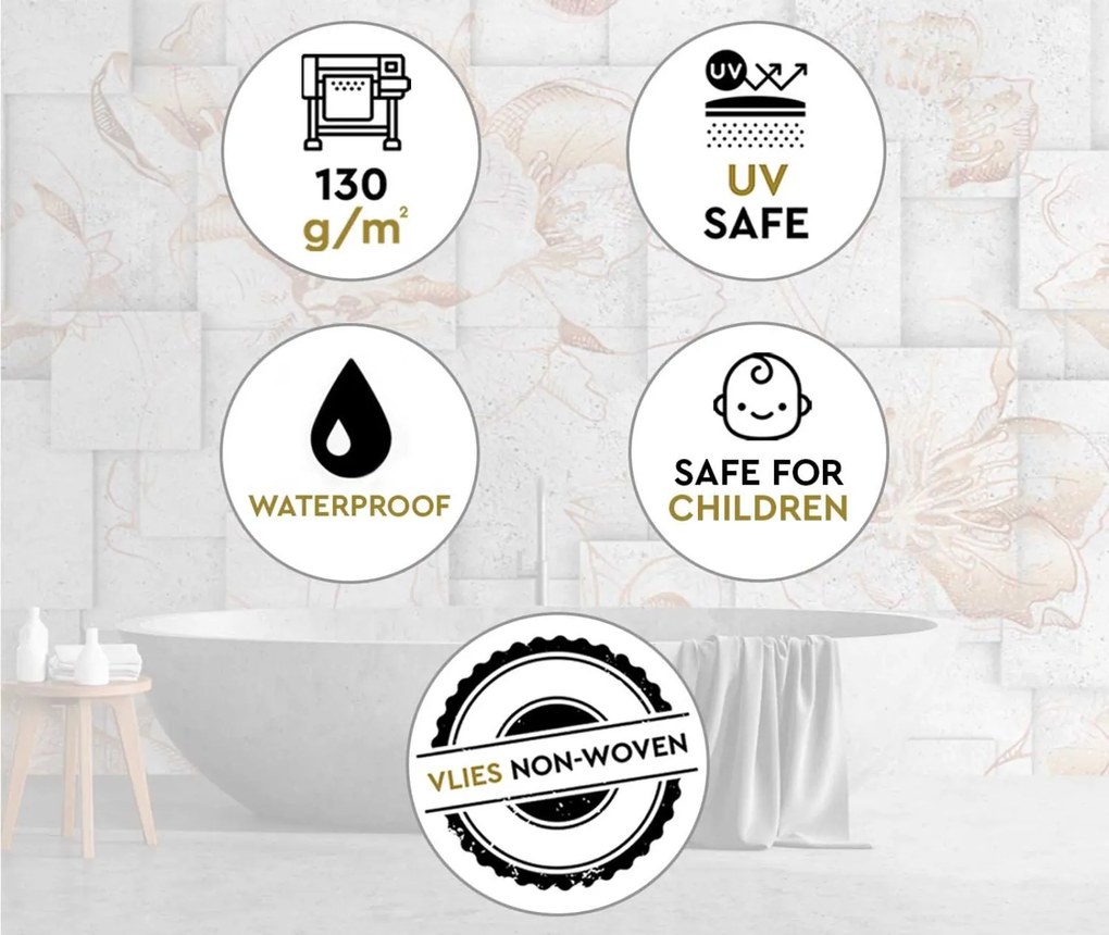 Gario Fotótapéta Virágok geometrikus háttéren Anyag: Vlies, Méret: 250 x 175 cm