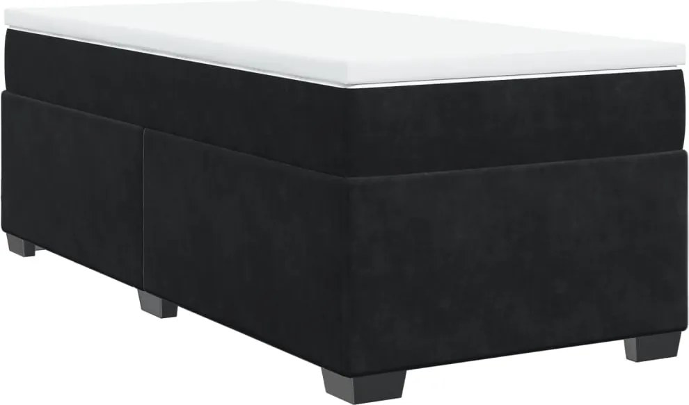 vidaXL fekete bársony rugós ágy matraccal 80 x 200 cm