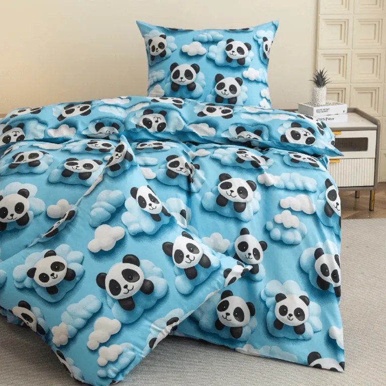 Mikroszálas ágyneműhuzat SKY PANDA kék Ágyneműhuzat mérete: 70 x 80 cm | 140 x 200 cm