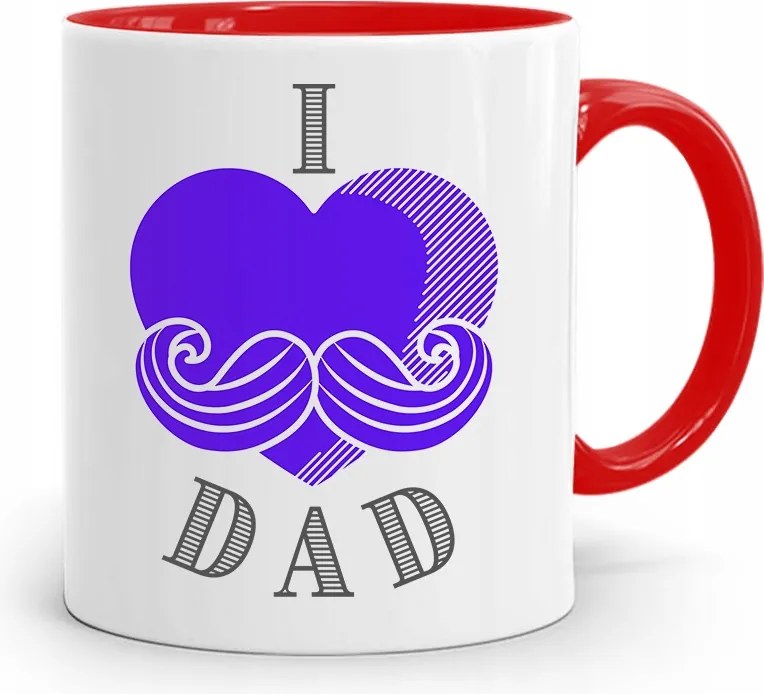 Piros Bögre Apának I Love Dad Ajándék fényképes nyomtatással