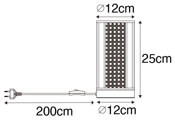 Keleti asztali lámpa fehér rattannal 12 cm - Akira