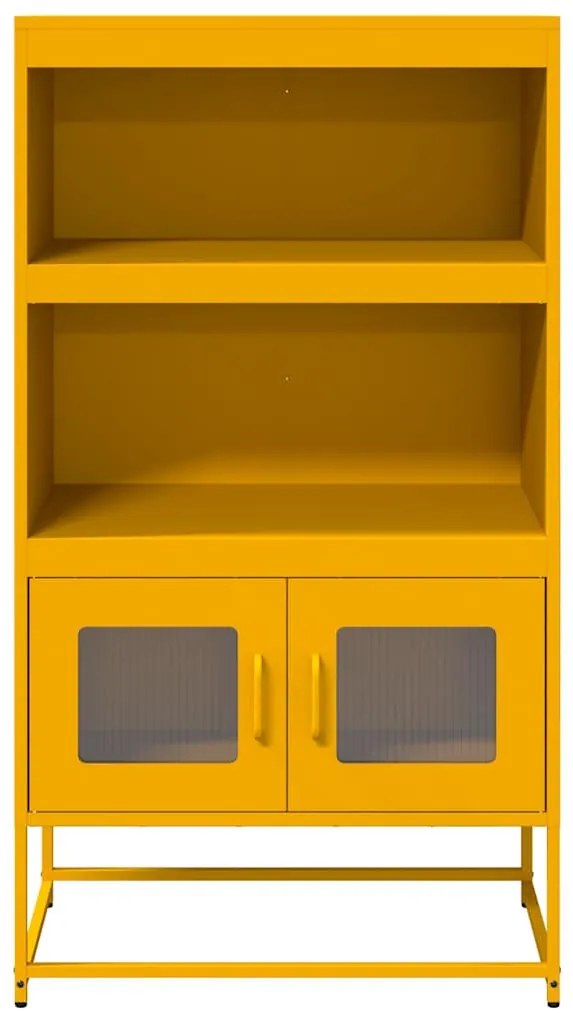 Highboard Mustársárga 68x39x123 cm Acél