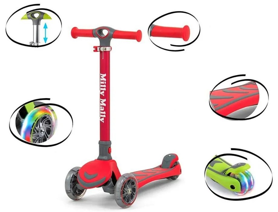 Milly Mally Scooter roller Scooter Boogie piros,80,6 x 59 x 25 cm