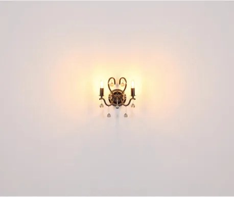 Globo 64134W Fali lámpa fém fekete-króm, füstszínű/átlátszó üvegkristályok, fény iránya: felfelé, SzxM: 140x330mm, Mélység: 240mm, 1x E14 40W 230V izzó nélkül