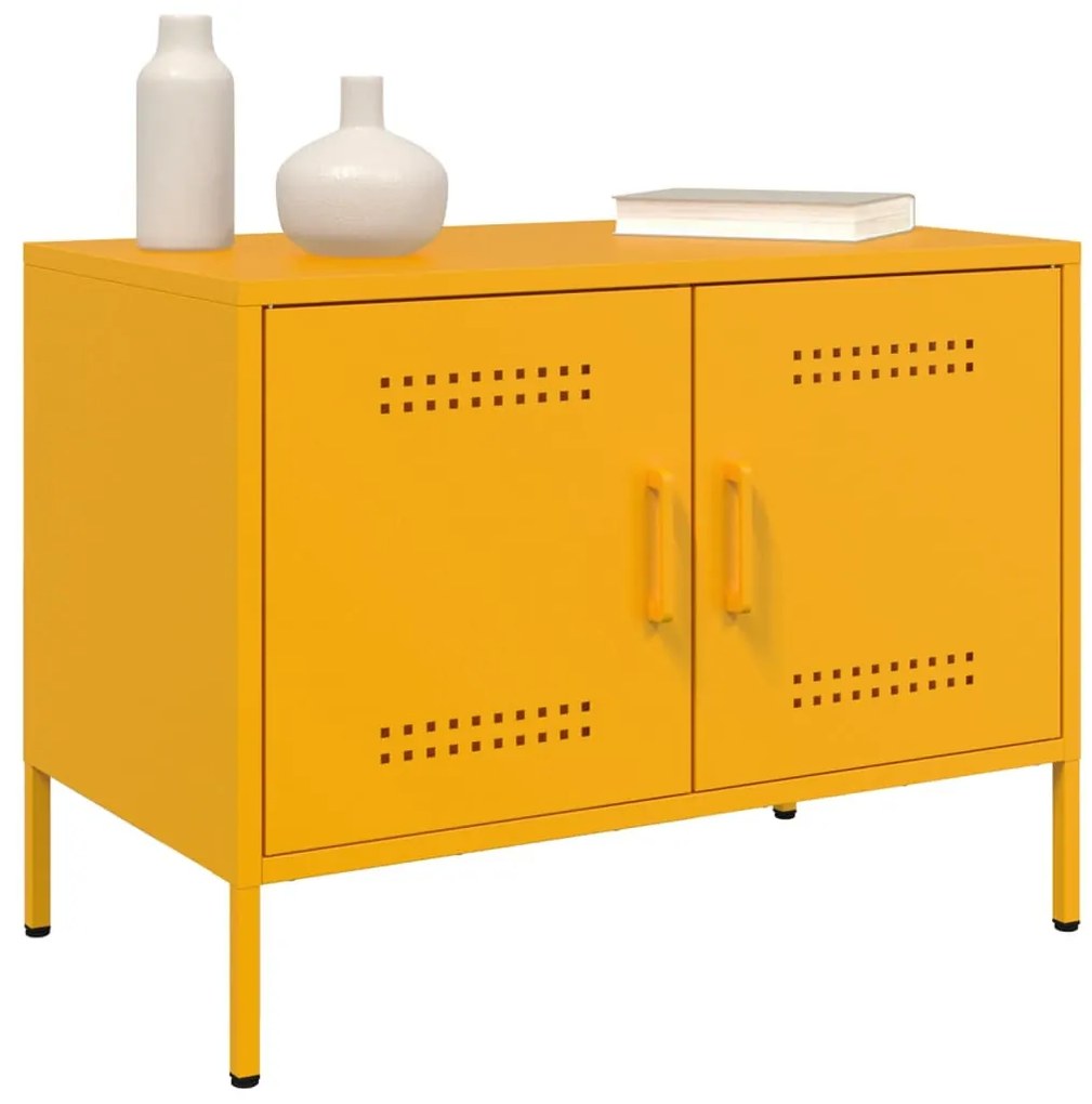 2 db mustársárga acél TV-szekrény 68 x 39 x 50,5 cm