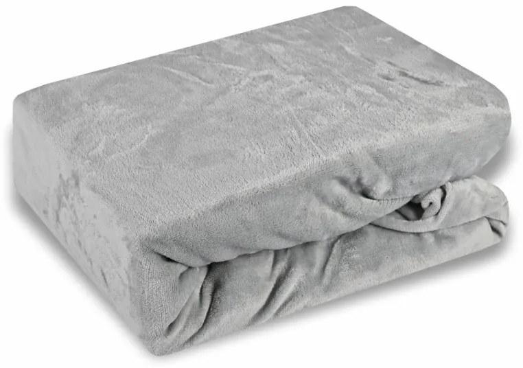 EMI szürke mikroplüss gumis lepedő, 180x200-as lap