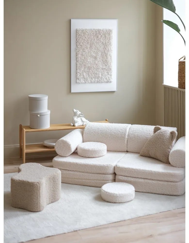 Krémszínű buklé gyerek kanapé 132 cm Settee – Wigiwama