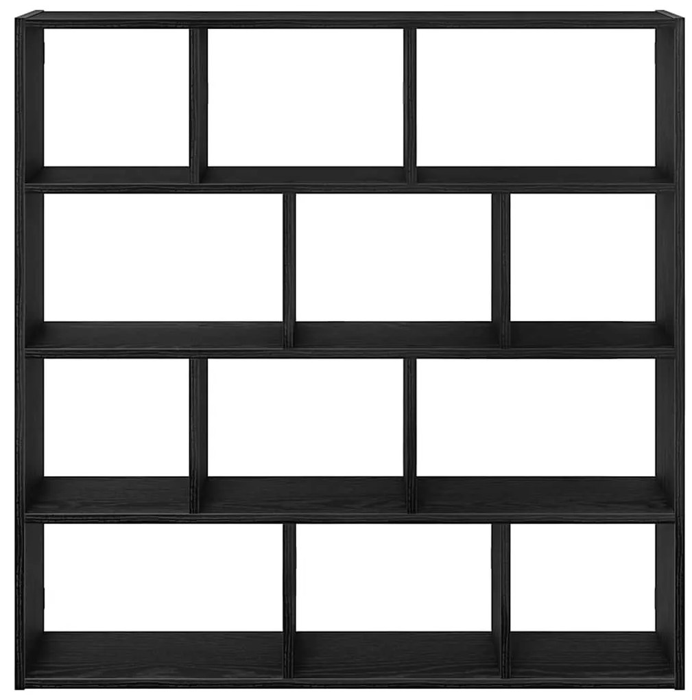 fekete szerelt fa fali kockapolc 12 rekeszes színű