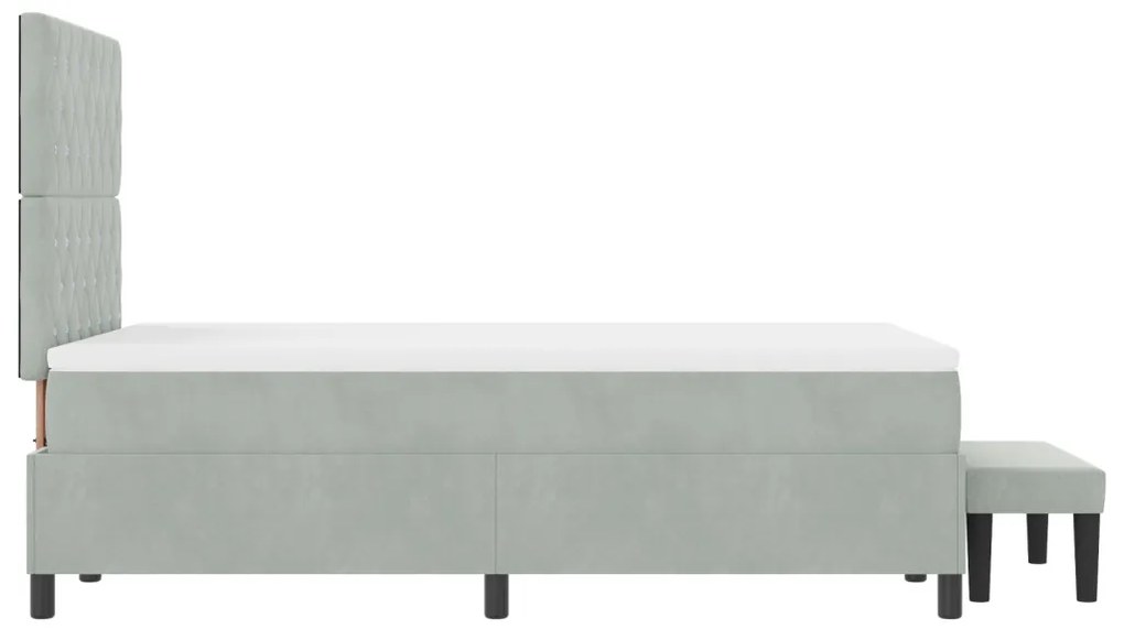 Box Spring Ágy Matraccal és Padjal Világosszürke 120x190 cm Bársony
