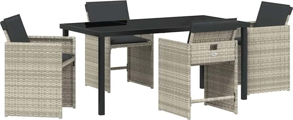 vidaXL Kert étkező szett 5 pcs Világosszürke polirattan