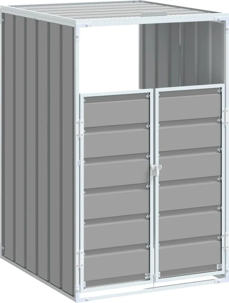 vidaXL szürke acél kerekes szemetes tároló 1 szemeteskukához 72 x 81 x 115 cm