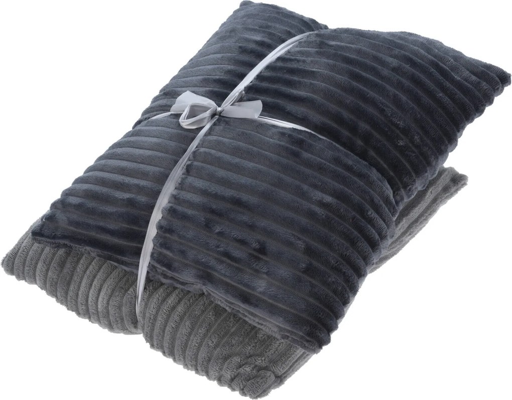 Kordbársony Díszpárna Szürke Nappaliba 2 Db-os Szett 45 X 45 CM