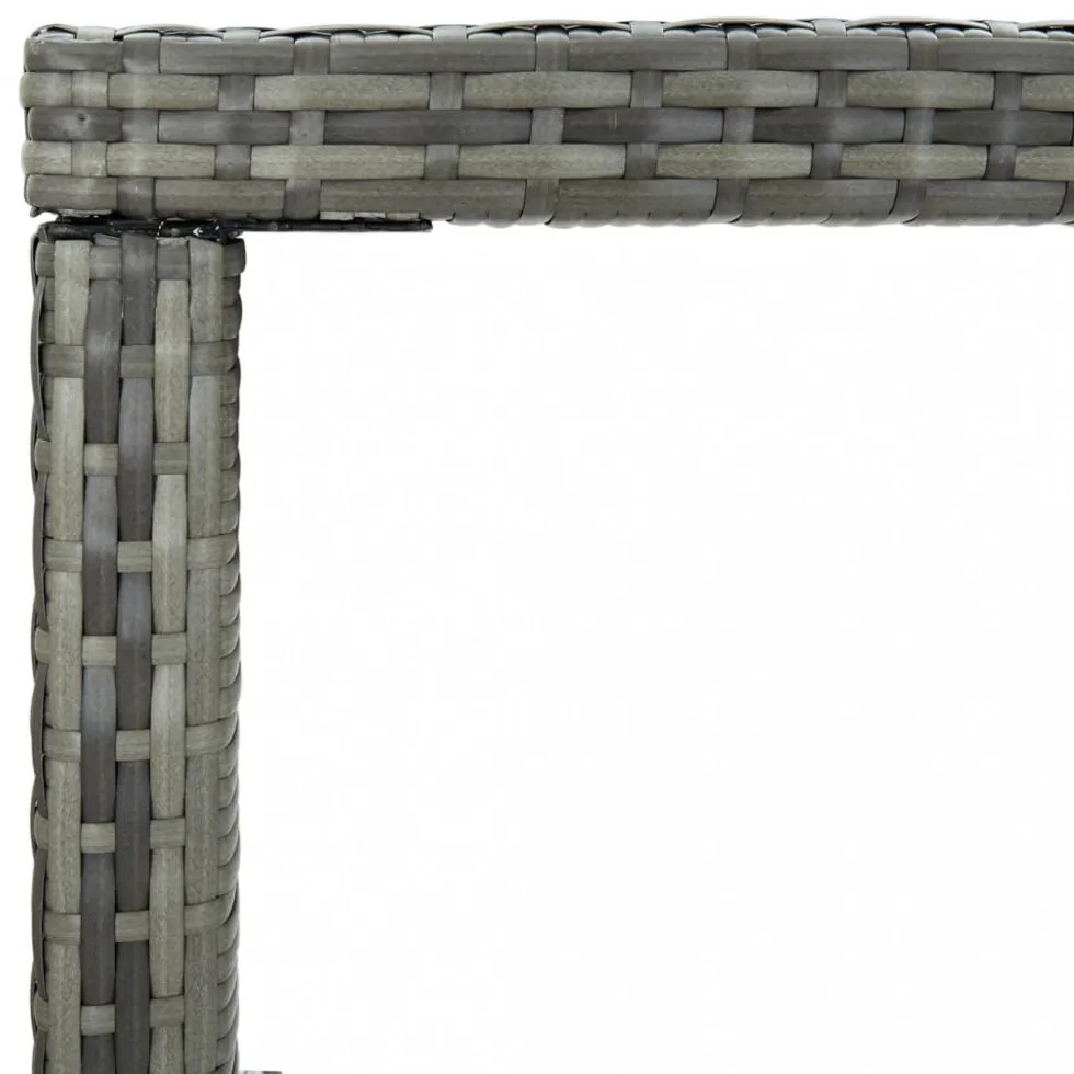 szürke polyrattan és üveg kerti bárasztal 130 x 60 x 110 cm