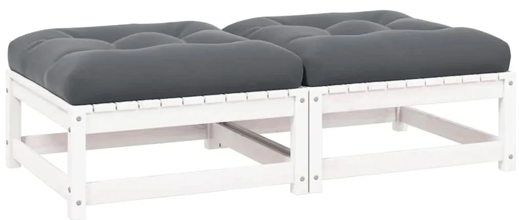 vidaXL 2 db fehér tömör fenyőfa kerti lábtartó párnával