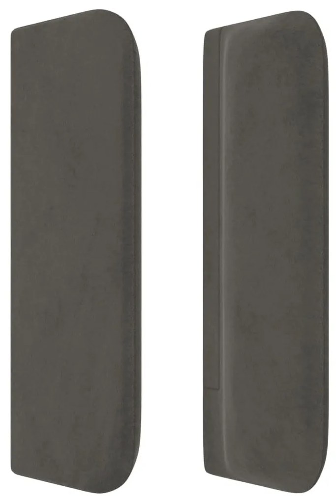 sötétszürke bársony szárnyas fejtámla 163x16x78/88 cm