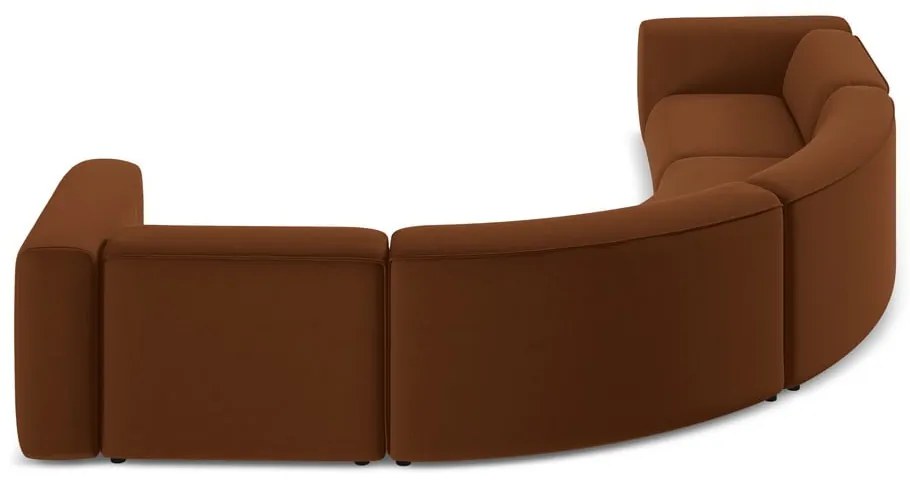 Narancssárga-barna bársony sarokkanapé Ekahi – Makamii