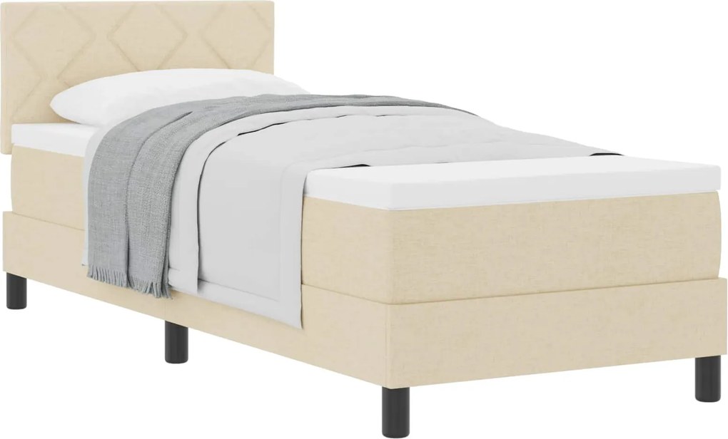 vidaXL Boxrugós ágy matracmal fejtámlával Krém 80 x 200 cm szövet
