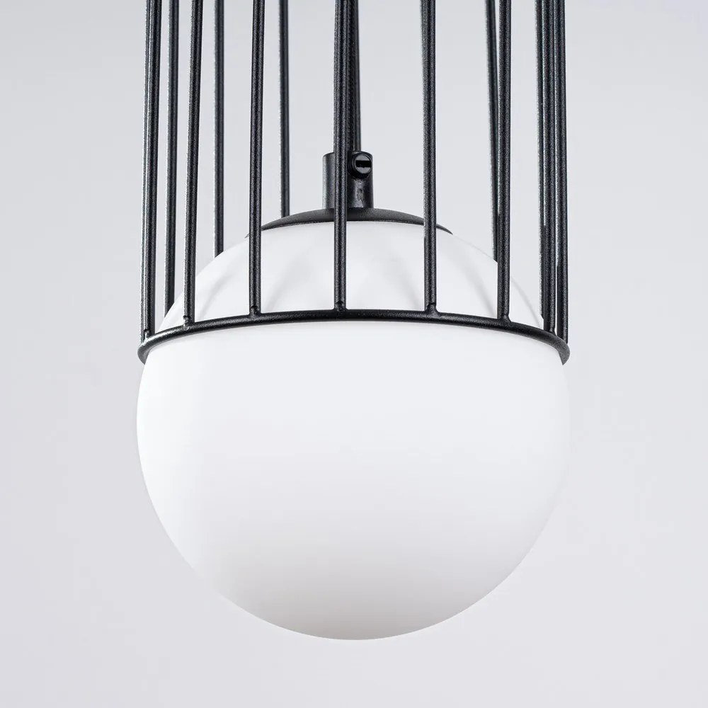Fehér-fekete függőlámpa üveg búrával Belinda – Sollux