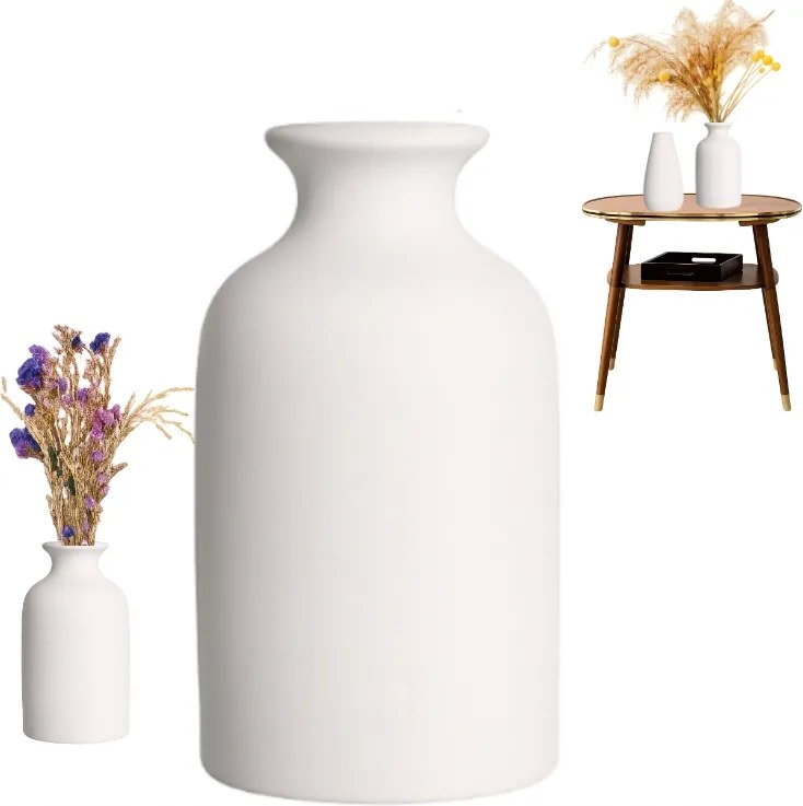 Kerámia váza fehér matt kis dekoráció hygge skandináv ház 14,3