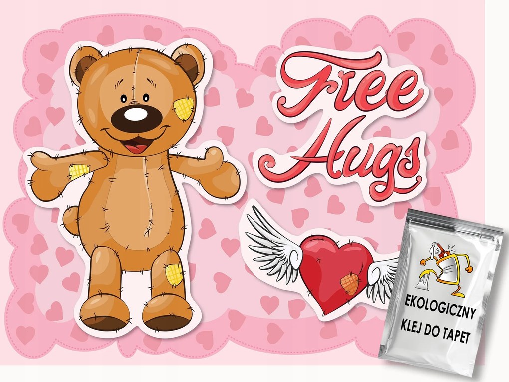 Fotótapéta Flizelina Gyerekeknek Lány Maci Free Hugs 350x250 ragasztó