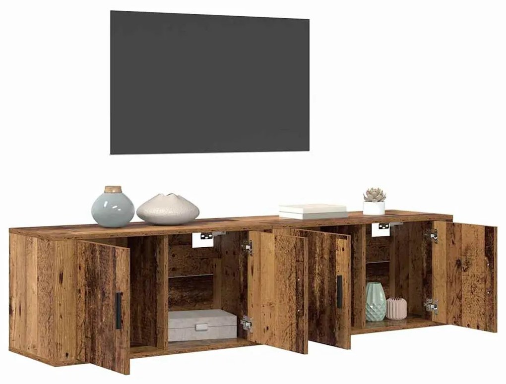 vidaXL Fali TV szekrény szett 2 pcs Öreg fa 80 x 34,5 x 40 cm Faanyag
