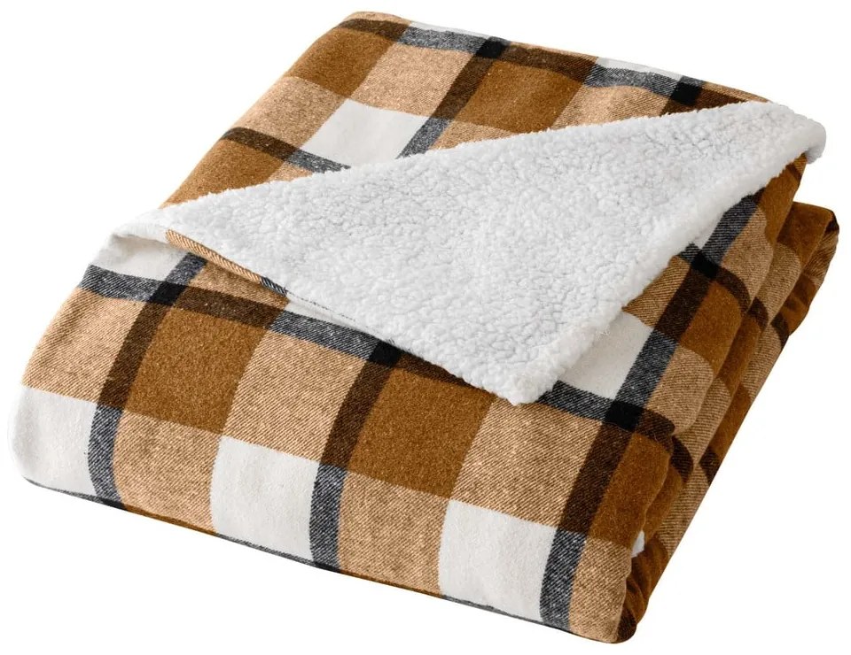 Barna sherpa takaró 125x150 cm Ecossais – douceur d'intérieur