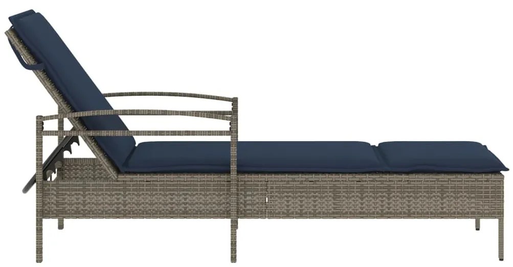 szürke napozóágy párnával 63 x 200 x 81 cm polyrattan (csak az USA-ban)