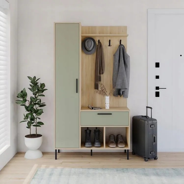 Houseland Acton előszobafal zafír tölgy/hamuzöld