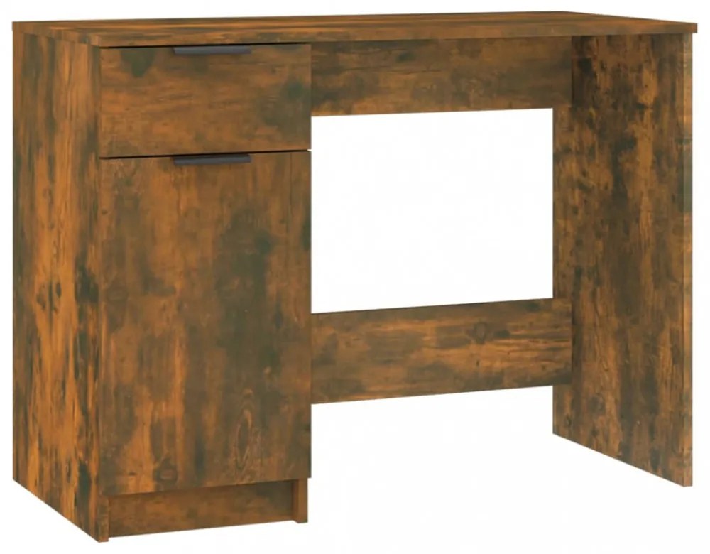 füstös tölgyszínű szerelt fa íróasztal 100 x 50 x 75 cm
