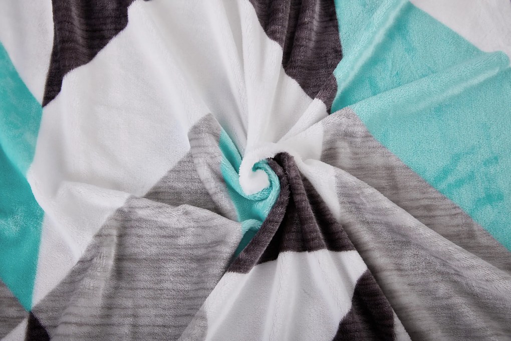 Mikroplüss lapok Triangulo türkiz 200x140cm+90x70cm TiaHome