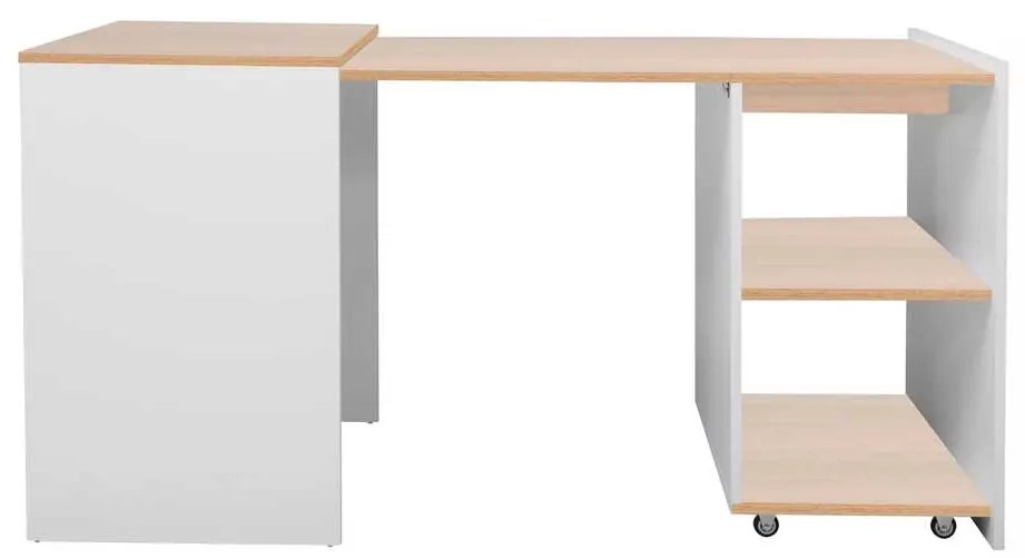 Ternant összecsukható íróasztal, tölgy / fehér