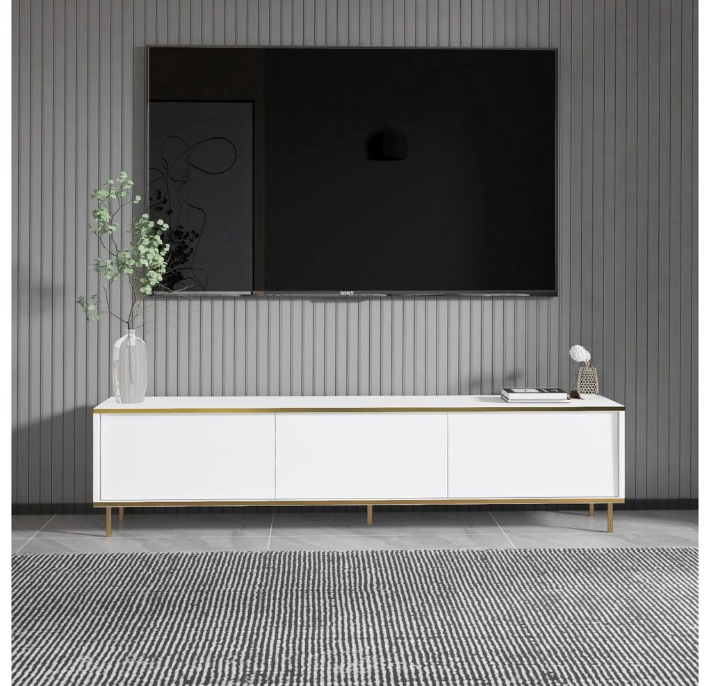 TV asztal/szekrény Mamene 2 (fehér + arany) . Akció -20%. 1095396