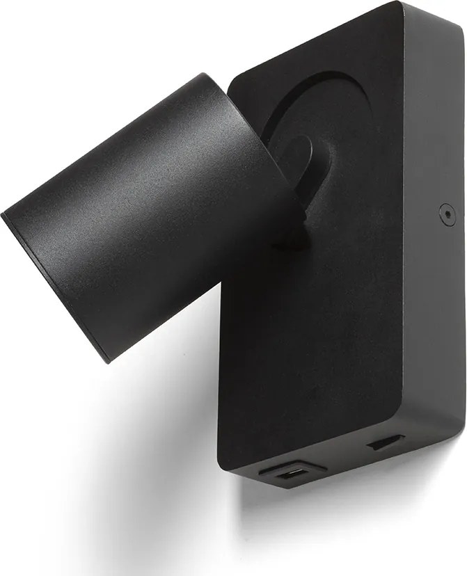 RENDL VOLTERA USB nástěnná černá 230V LED GU10 9W